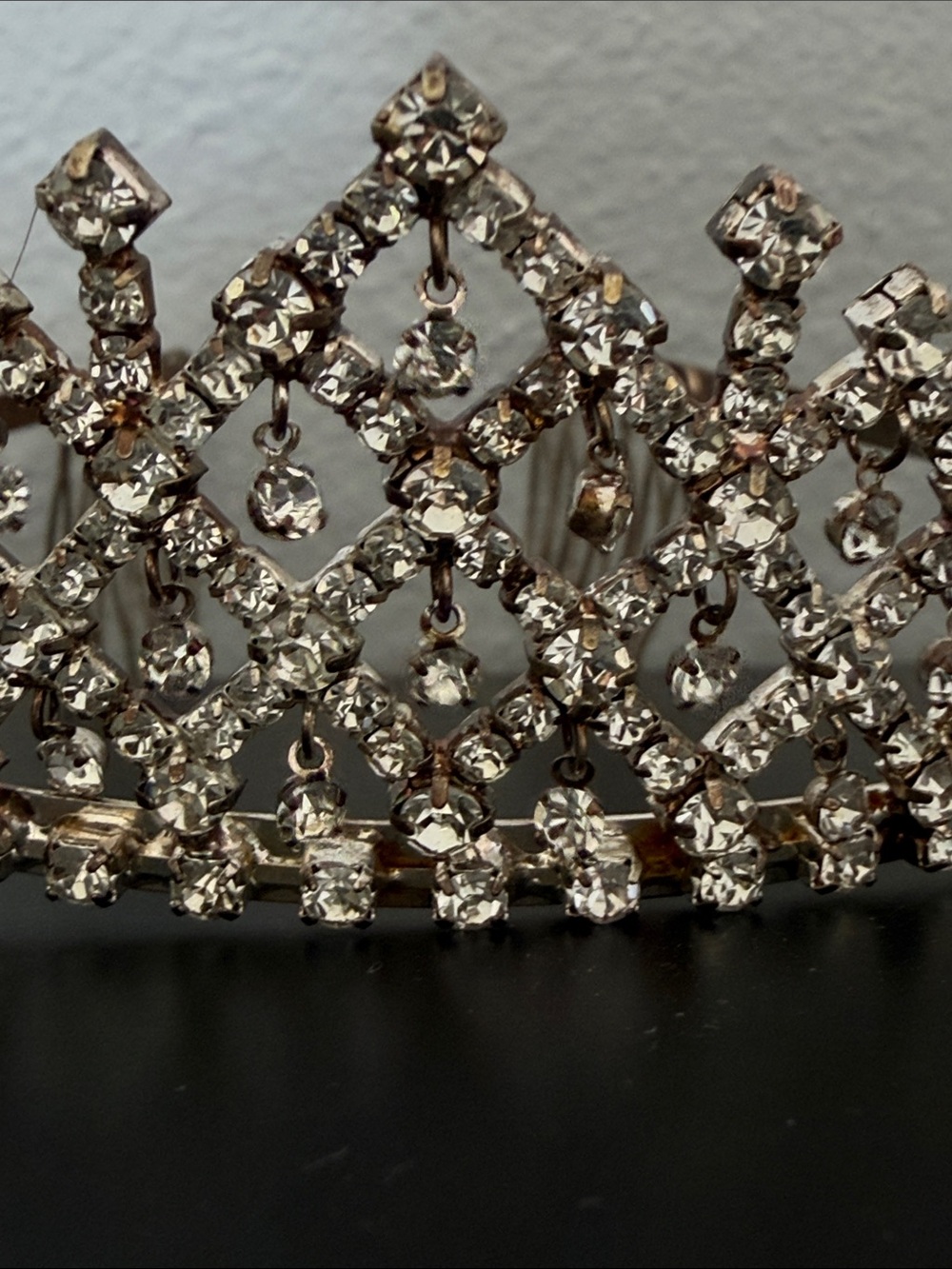 Vintage Crystal Pavé Tiara Headband in Silver - Picture 3 of 4